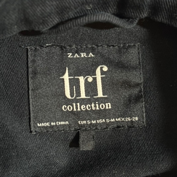 ZARA Black Frayed Raw Edge Oversized Denim Utility Trucker Shacket Jacket Coat M - Picture 7 of 7